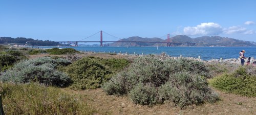 Vue du Golden Gate Bridge depuis Crook Street, San Francisco Vue du Golden Gate Bridge depuis Crook Street, San Francisco